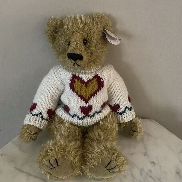Ty Other - TY Attic Treasures Plush Bear Heartley 12” Sweater 1993 Love Conquers Vintage